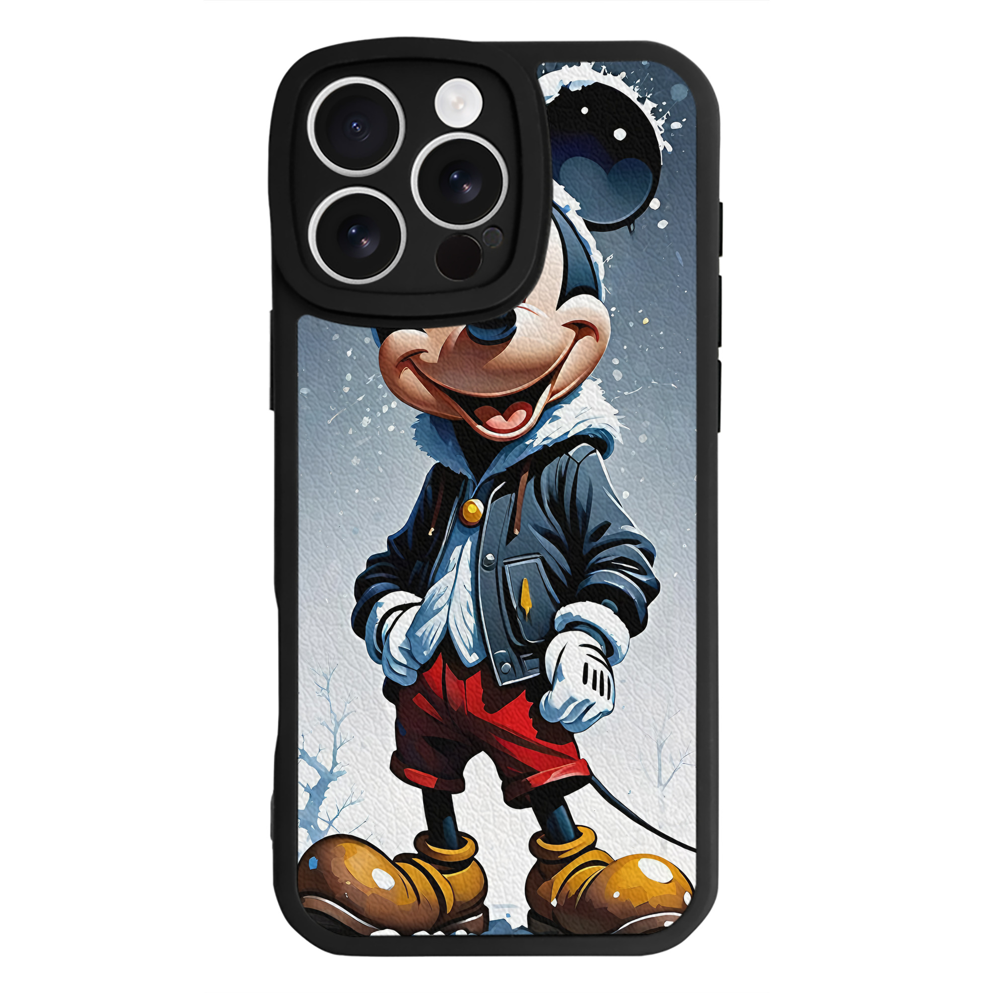 （画像用） ミッキーマウス Mickey Mouse 【iPhone 16シリーズ対応】シリコンスマホケース（レザー調） 材質：シリコン